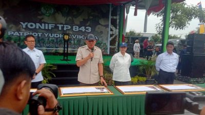 Menhan RI “Galakkan” Swasembada Pangan saat Kunjungan ke Yonif TP 843/PYV Kodam Jaya